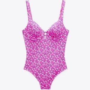 Zara Floral Pink One-Piece Swimsuit